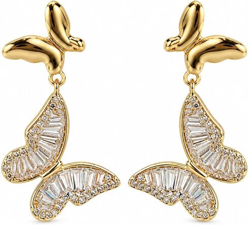 14K Gold Plated Earrings Set for Women, Dainty Hoop Stud & Dangle Earrings, Hypoallergenic Zircon Crystal Celestial Heart Bow Designs, Huggie Hoops for Multiple Piercings Cartilage Helix Jewelry in Kuwait
