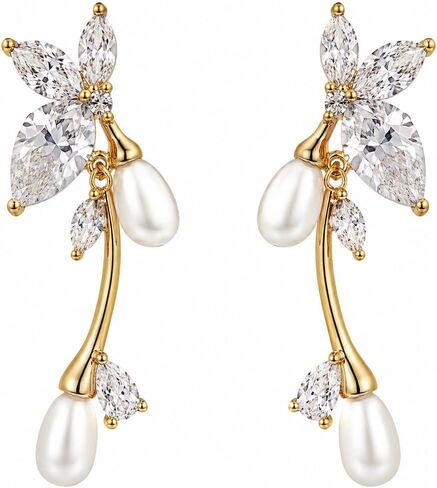 14K Gold Plated Earrings Set for Women, Dainty Hoop Stud & Dangle Earrings, Hypoallergenic Zircon Crystal Celestial Heart Bow Designs, Huggie Hoops for Multiple Piercings Cartilage Helix Jewelry in Kuwait