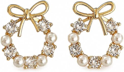 14K Gold Plated Earrings Set for Women, Dainty Hoop Stud & Dangle Earrings, Hypoallergenic Zircon Crystal Celestial Heart Bow Designs, Huggie Hoops for Multiple Piercings Cartilage Helix Jewelry in Kuwait