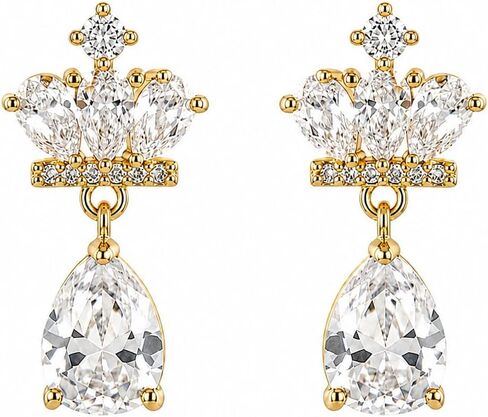 14K Gold Plated Earrings Set for Women, Dainty Hoop Stud & Dangle Earrings, Hypoallergenic Zircon Crystal Celestial Heart Bow Designs, Huggie Hoops for Multiple Piercings Cartilage Helix Jewelry in Kuwait