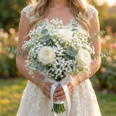132 Pcs Babys Breath Artificial Flowers with Eucalyptus Stems, Baby Breath Flowers Artificial Bulk, Faux Gypsophila Bouquet for Wedding Bouquets, DIY Floral Arrangements, Home Table Vase Decor in Saudi Arabia