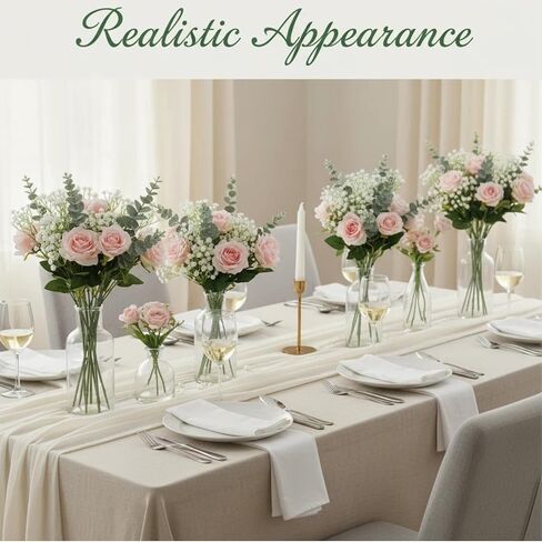 132 Pcs Babys Breath Artificial Flowers with Eucalyptus Stems, Baby Breath Flowers Artificial Bulk, Faux Gypsophila Bouquet for Wedding Bouquets, DIY Floral Arrangements, Home Table Vase Decor in Saudi Arabia