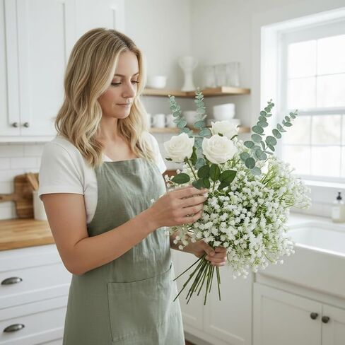132 Pcs Babys Breath Artificial Flowers with Eucalyptus Stems, Baby Breath Flowers Artificial Bulk, Faux Gypsophila Bouquet for Wedding Bouquets, DIY Floral Arrangements, Home Table Vase Decor in Saudi Arabia
