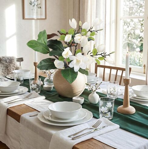 N&T NIETING 6 Pack Faux Magnolia Stems for Vase, 22" Artificial White Magnolia Flowers Elegant Fake Magnolia Branches for Table Centerpieces Decor, Wedding, Living Room Home Decoration in Saudi Arabia