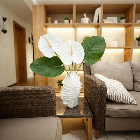 24 Pcs Artificial Anthurium Flowers 23.6 Inch White Fake Anthurium Flowers for Wedding Bridal Shower DIY Vase Bouquets Centerpiece Arrangements Party Home Decor in Saudi Arabia