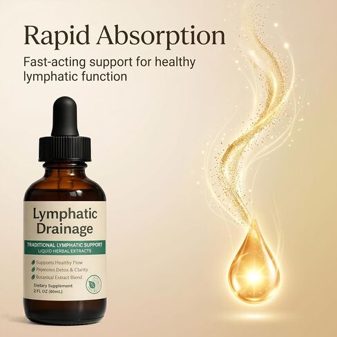 Lymphatic Drainage Drops for Bloat Relief & De-Puff, Natural Lymph Node Detox Cleanse, Reduce Fluid Retention & Water Weight, Alcohol-Free Vegan Herbal Supplement for Face & Body Debloating – 2 Fl Oz in Saudi Arabia