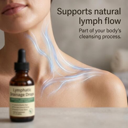 Lymphatic Drainage Drops for Bloat Relief & De-Puff, Natural Lymph Node Detox Cleanse, Reduce Fluid Retention & Water Weight, Alcohol-Free Vegan Herbal Supplement for Face & Body Debloating – 2 Fl Oz in Saudi Arabia
