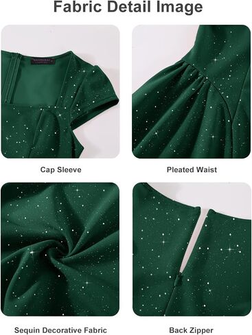 Bridesmay Women's Sparkly Square Neck Cocktail Prom Dresses 2026 with Sleeves A Line Short Party Dress in Saudi Arabia