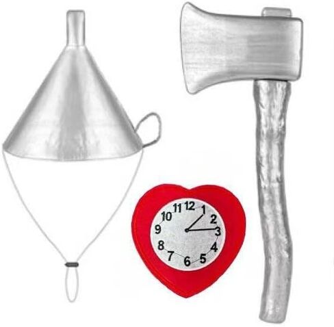 Tin Costume Accessories Set, Adjustable Silver Funnel Hat Halloween Party Dress up,Hat Set with Heart Clock Brooch Silvery Gloves for Adult Men for Cosplay Party in Saudi Arabia