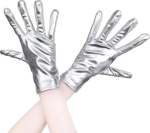 Tin Costume Accessories Set, Adjustable Silver Funnel Hat Halloween Party Dress up,Hat Set with Heart Clock Brooch Silvery Gloves for Adult Men for Cosplay Party in Saudi Arabia