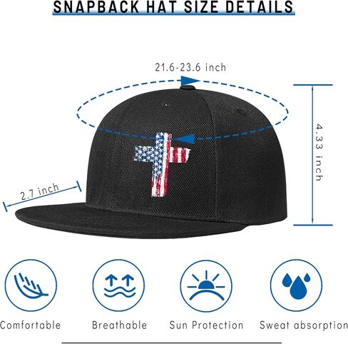 العلم الأمريكي الصليب Snapback القبعات للرجال القبعات المسيحية يسوع الصليب قبعة مسطحة بيل حافة القبعات للرجال المفاجئة القبعات السوداء قبعة بيسبول الأولاد الأديان صلاة نعمة in Kuwait