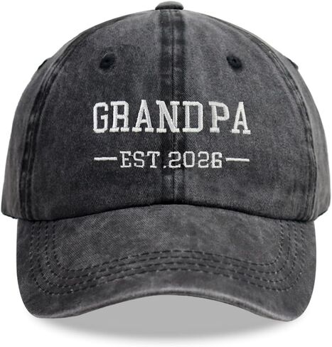 Grandpa EST 2026 Hats for Men, Gifts for Dad, Funny Daddy Baseball Cap Adjustable Embroidered Cotton Hat for Fathers in Saudi Arabia