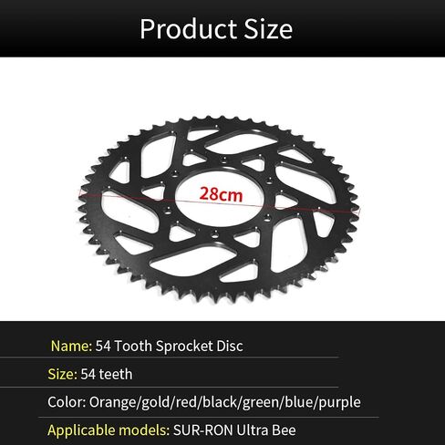 520-54T Sprocket for Surron, 7075 Aluminum Alloy 520-96 Chain Rear Sprocket for Surron Ultra Bee Electric Dirt Bike Parts Motorbike Accessories,Black in Kuwait