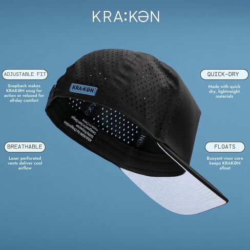 Dragonskin KRAKƏN Waterproof, Water Resistant Men's Snapback. Float Ready, Quick Dry and Water Ready. Black in Saudi Arabia