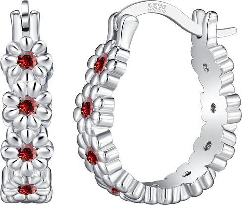 LYTTMAB Sterling S925 Silver Daisy Flower Earrings For Women, Birth Flower Birthstone Hoop Earrings For Daughter Mother Mom, I Think Of You Every Daisy in Saudi Arabia