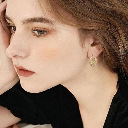 14K Gold Plated Virgin Mary Hoop Earrings Rose Flower Virgen de Guadalupe Hoop Earrings Christian Vrigin Mary Jewelry Gift for Women in Saudi Arabia