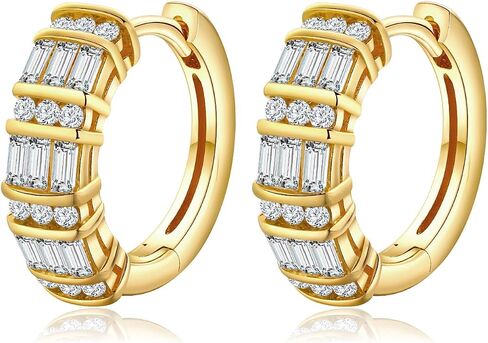 14K Gold Plated/925 Sterling Silver 15mm/21mm Moissanite Hoop Earrings for Women in Saudi Arabia