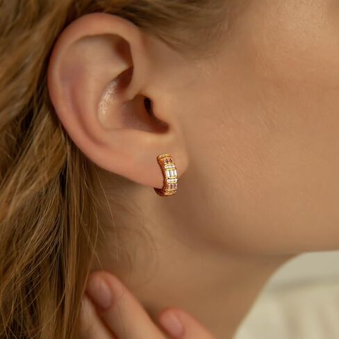 14K Gold Plated/925 Sterling Silver 15mm/21mm Moissanite Hoop Earrings for Women in Saudi Arabia