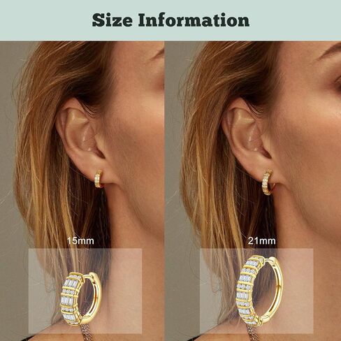 14K Gold Plated/925 Sterling Silver 15mm/21mm Moissanite Hoop Earrings for Women in Saudi Arabia