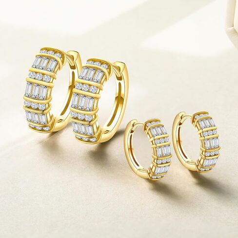 14K Gold Plated/925 Sterling Silver 15mm/21mm Moissanite Hoop Earrings for Women in Saudi Arabia