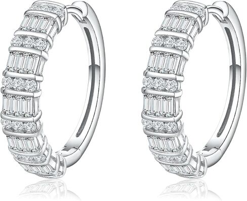 14K Gold Plated/925 Sterling Silver 15mm/21mm Moissanite Hoop Earrings for Women in Saudi Arabia