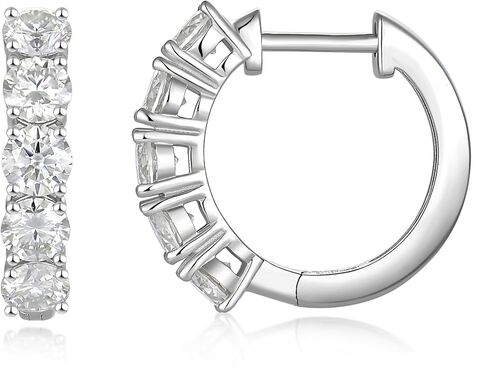 YL Round Huggie Earrings 925 Sterling Silver Halo Hoop Earrings Round Brilliant Cut Moissanite Jewelry for Women in Kuwait