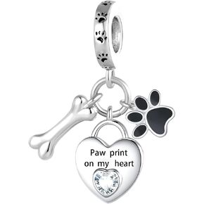 GMXLin Pet Dog Pawprint Bone Heart Charm Compatible with Pandora Bracelets in Saudi Arabia