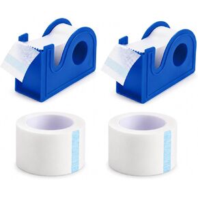 2 Rolls Medical Paper Tape with Dispenser, 1 Inch x 10 Yards,Microporous Surgical Paper Tape for Skin, Dressings, Wound First Aid Tape(White) in Saudi Arabia