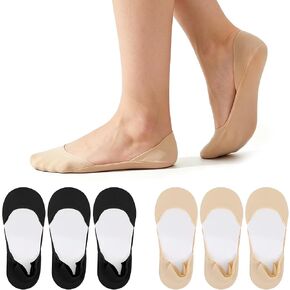 Amaxiu 6 Pairs No Show Socks for Flats Heel, Women Invisible Ballet Sock Ultra Low Cut Invisible Liner Socks Non-Slip Cotton Nylon Blend for Ballet Flats Loafers Pumps Size 4-10 in Kuwait