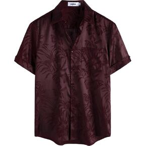 VATPAVE Mens Summer Jacquard Regular Fit Shirts Casual Button Down Short Sleeve Beach Tops with Pocket in Saudi Arabia