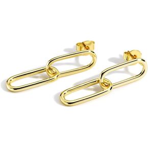 18K Gold-Plated Paperclip Earrings 925 Sterling Silver Posts Lightweight Hypoallergenic Earrings Jewelry Gift Birthday Present in Saudi Arabia