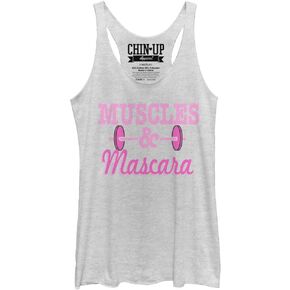 Women's Chin UP Barbell Muscles and Mascara Racerback Tank Top in Saudi Arabia