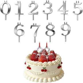 10 PCS Reusable Number Candle Holder Set, Metal Number Candle Holders Stand 0-9 Digital Stainless Steel Birthday Cake Candle Holder - Cake Topper Decorations in Saudi Arabia