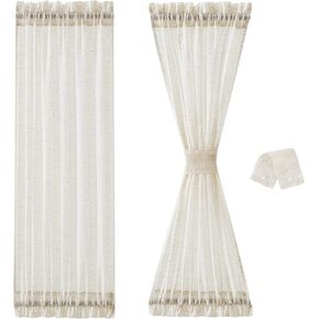 Treatmentex Sidelight French Door Curtains 72" Length Long Flax Linen Blend Natural Side Front Door Curtain Panels, 25" Wx72 L 2 Panels, Off White with Oatmeal Shade in Saudi Arabia