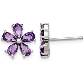 Amethyst Flower Earrings in Sterling Silver in Saudi Arabia