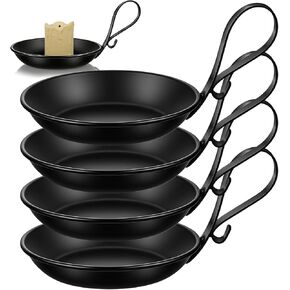 4PCS Matte Black Iron Pillar Candle Holders with Handle - Industrial Bowl Design Candle Stand Set, for Table, Mantel, Wedding Centerpiece Decor in Saudi Arabia