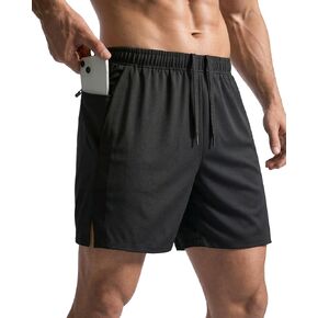 Men's 5" Running Shorts with Zipper Pockets Lightweight Quick Dry Athletic Workout Gym Shorts in Saudi Arabia