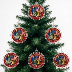 6pcs USA 250 Anniversary Ornament, 2D Acrylic USA 250th Anniversary Merchandise, 250th America Birthday Gifts, Patriotic 4th of July Independence Day Decorations in Kuwait