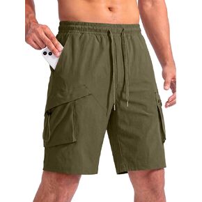 Mens Hiking Cargo Shorts Quick-Dry 11'' Drawstring Wlastic Waist 4 Multi-Pockets Pants Fishing Travel Casual in Saudi Arabia