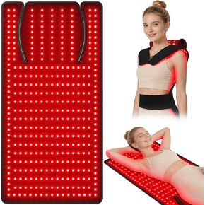 KingPavonini Red Light Therapy Mat for Body, 33''×17''Wearable Red Light Heating Pad for Neck Shoulder with Skin-Safe TPU, 380 LEDs 660nm/850nm Infrared Light Therapy for Back, Muscle, Joint Relief in Kuwait
