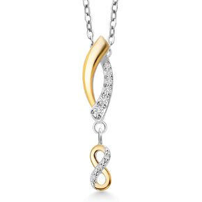 Gem Stone King 10k Yellow Gold and 925 Sterling Silver Lab Grown Diamond Pendant Necklace For Women with Fortune Charms Set with Moissanite in Saudi Arabia