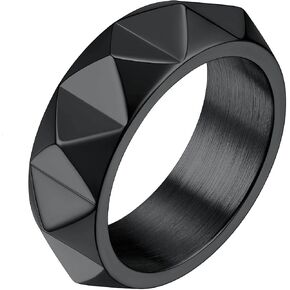 7.5mm Wide Geometric Hip-Hop Ring for Men - Durable Streetwear Stylish Band in Kuwait