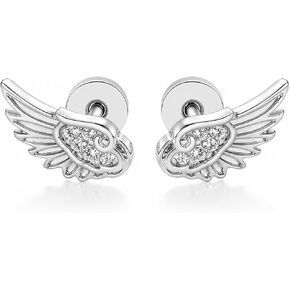 Angel Wing Stud Earrings For Women, Y2K Mini Wings Hidden Flat Back Cartilage Earring Cubic Zirconia 316L Stainless Steel Helix Piercing Statement Minimalist Jewelry Gift in Saudi Arabia