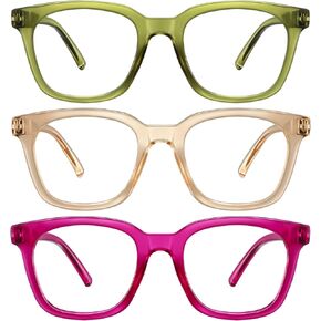 Reading Glasses for Women Men - Blue Light Blocking Magnifying Readers, Square Anti-Glare Computer Eyeglasses(Clear MIX4, 2.0X) in Saudi Arabia