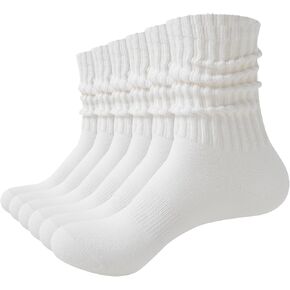 Women's Slouchy Socks, Vintage Scrunch Crew Socks, Solid Cotton Chunky Ribbed Cozy Socks, Size 5-11 in Saudi Arabia
