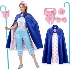 5 Pcs Shepherdess Costume Women Adult Shepherd Staff Hook Bowtie Cape Bow Hair Clip Brooch Halloween Costume Cosplay Outfit in Kuwait