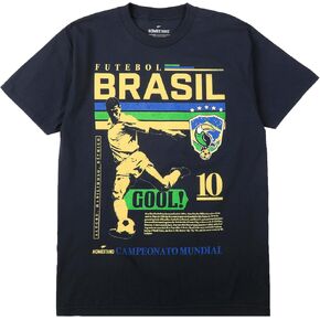 Homestand Futebol Brasil Goal Poster Art Adult Navy Crew Neck Short Sleeve T-Shirt in Kuwait