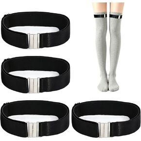 4 Pack Black Women's Garter Thigh Belt, Plus Size Adjustable Elastic Leg Garter Belt with Buckle for Thigh High Socks and Gothic Harness in Saudi Arabia