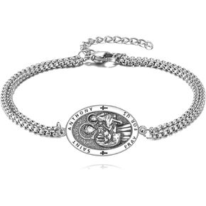 Patron Saint Bracelet for Women Men 925 Sterling Silver Religious Bracelet Jewelry Gifts in Kuwait