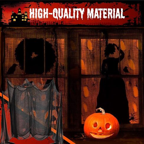 (30 x 420 in.) Halloween Creepy Cloth, Spooky Giant Cheese Cloth Tapestry for Halloween Party Supplies Decorations Outdoor Yard Home Wall Decor, Black in Saudi Arabia